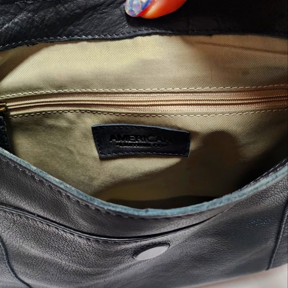 American Leather Company Black Leather Shoulder Bag - Picture 7 of 13